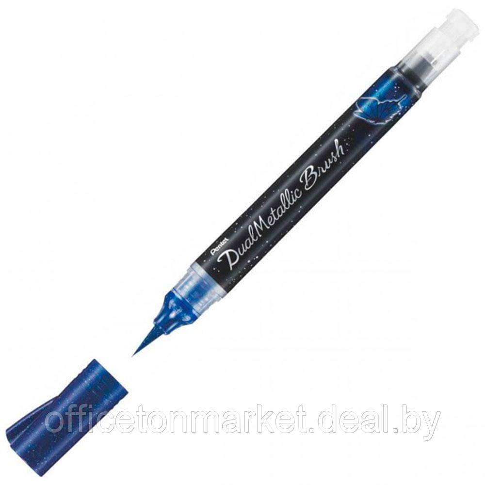 Маркер-кисть "Dual Metallic Brush", синий металлик - фото 1 - id-p207351754
