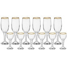 Подарочный набор 6 фужеров для шампанского 190 мл + 6 рюмок 50 мл, Золотая отводка