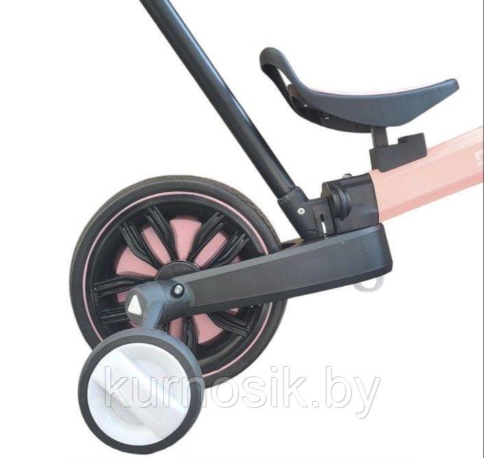 Велосипед беговел 3 в 1 Delanit TF-05, родительская ручка, съемные педали розовый - фото 8 - id-p207401698