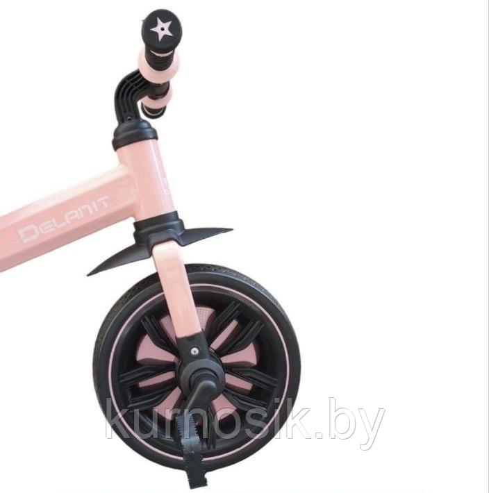 Велосипед беговел 3 в 1 Delanit TF-05, родительская ручка, съемные педали розовый - фото 4 - id-p207401698