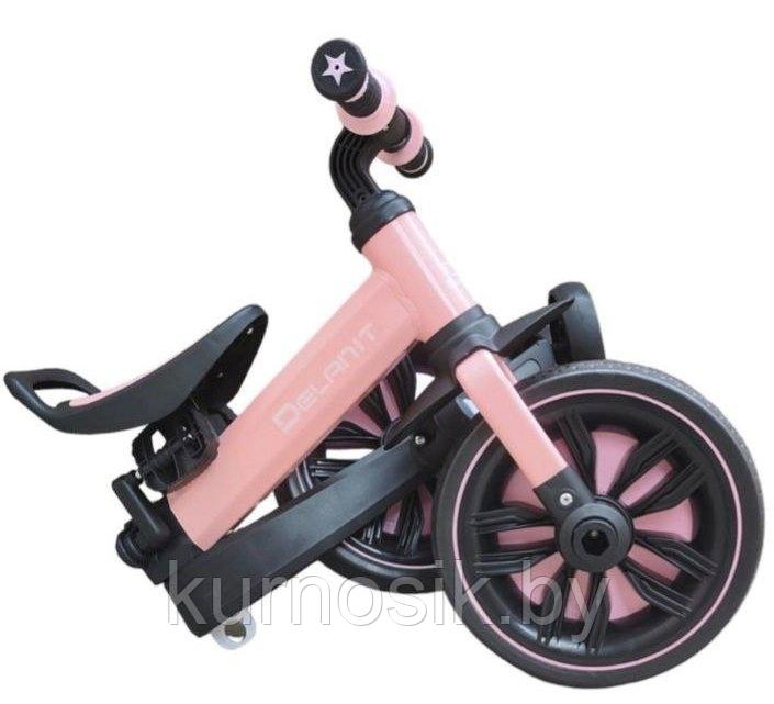 Велосипед беговел 3 в 1 Delanit TF-05, родительская ручка, съемные педали розовый - фото 2 - id-p207401698