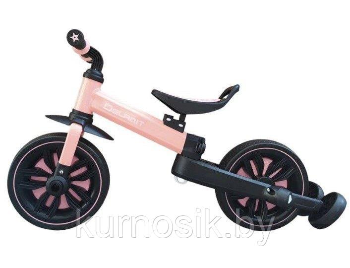Велосипед беговел 3 в 1 Delanit TF-05, родительская ручка, съемные педали розовый - фото 3 - id-p207401698