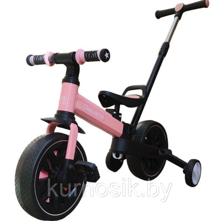 Велосипед беговел 3 в 1 Delanit TF-05, родительская ручка, съемные педали розовый - фото 6 - id-p207401698