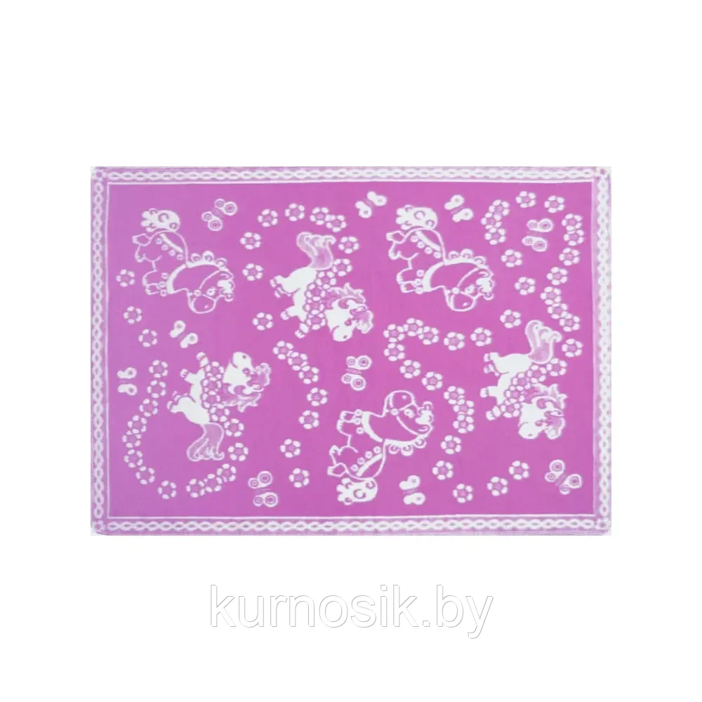 Одеяло детское байковое х/б 140х100 Ермолино ПРЕМИУМ (Цветочные лошадки) Фиолетовый - фото 2 - id-p207401697
