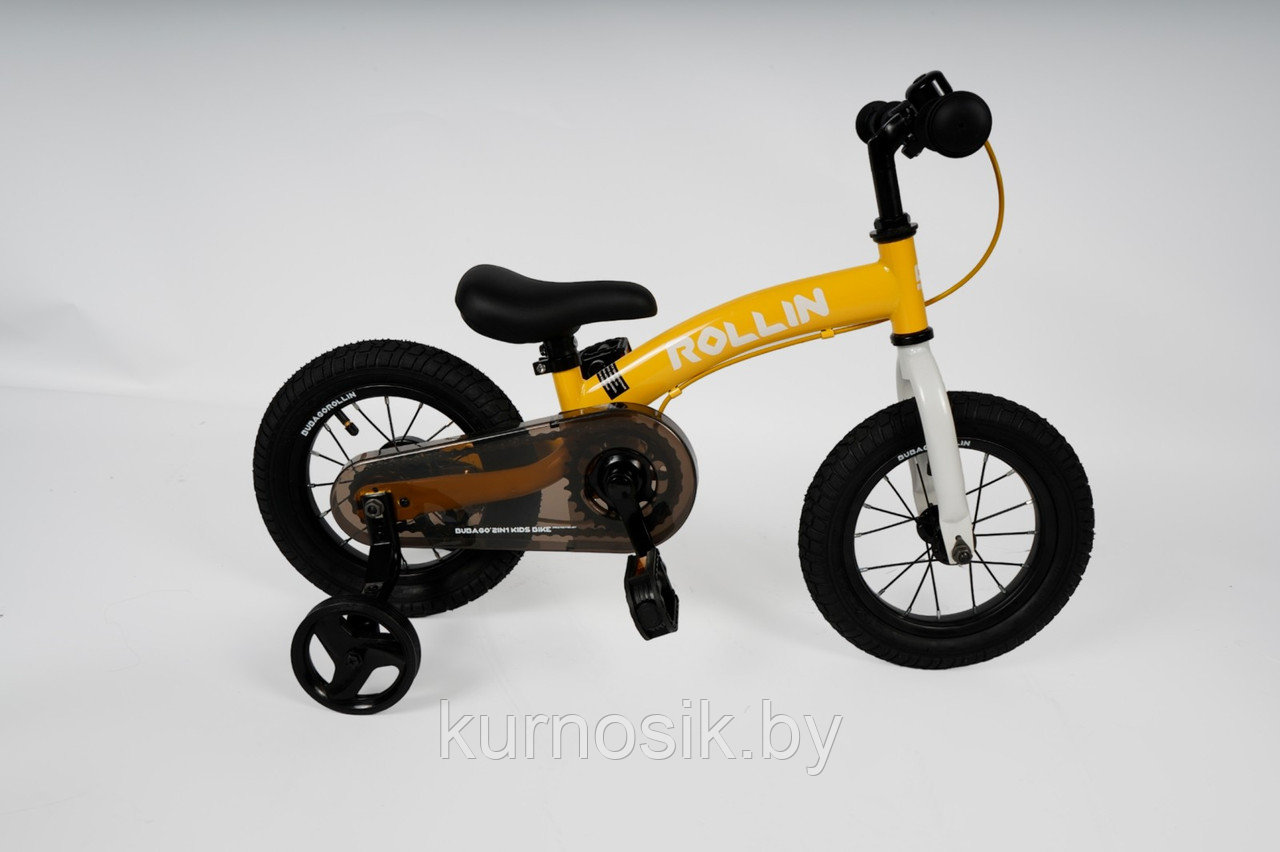Беговел-велосипед 2в1 BubaGo Rollin желтый - фото 4 - id-p207406963
