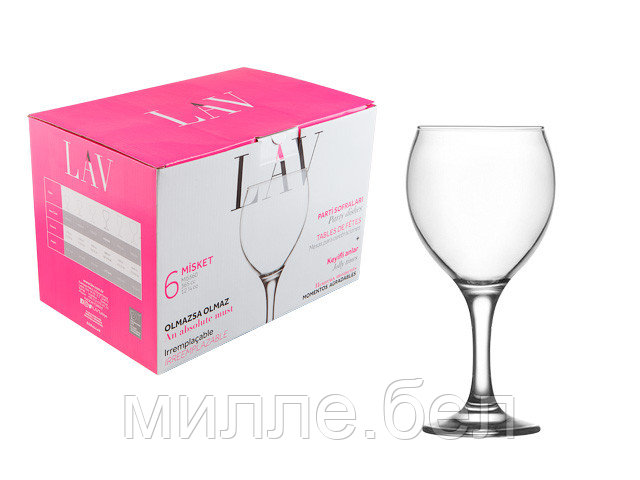 Набор бокалов для вина, 6 шт., 365 мл, серия Misket, LAV (также используется в HoReCa) - фото 1 - id-p207425268
