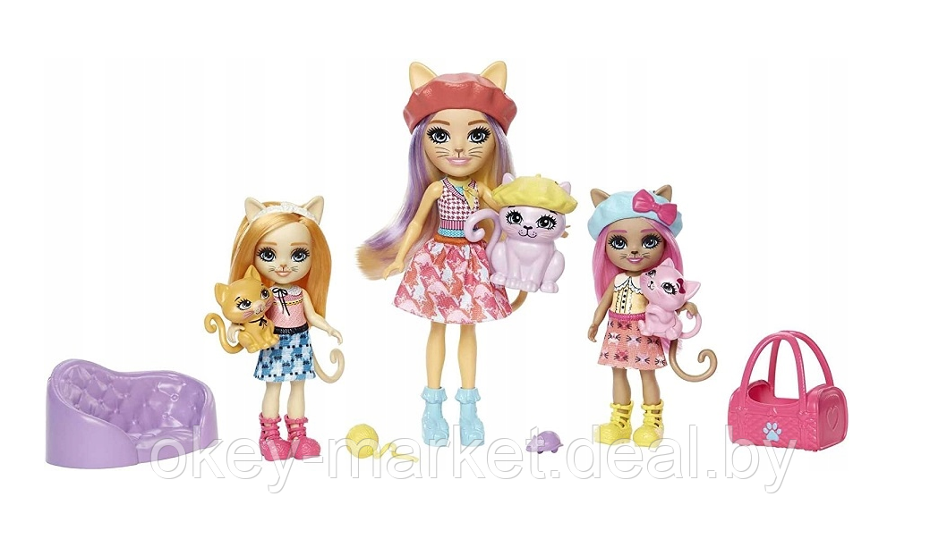 Игровой набор Mattel Enchantimals Семья Сиамских кошек Карамель - фото 4 - id-p207438441
