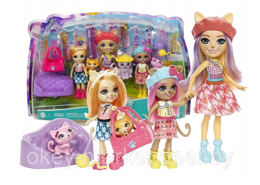 Игровой набор Mattel Enchantimals Семья Сиамских кошек Карамель - фото 3 - id-p207438441