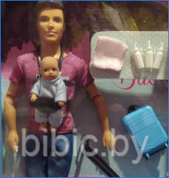 Детская кукла Кен с малышом и коляской, детский игровой набор кукол Ken для девочек с аксессуарами - фото 2 - id-p137535881