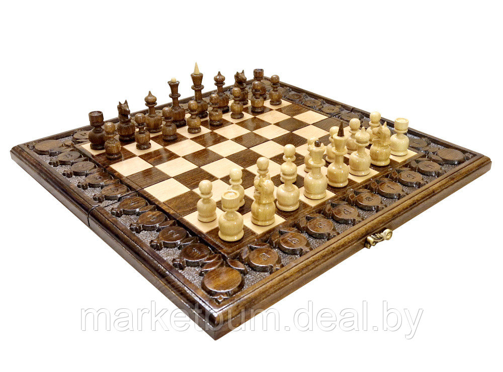 Шахматы + нарды резные с гранатами 50 - фото 1 - id-p207447414