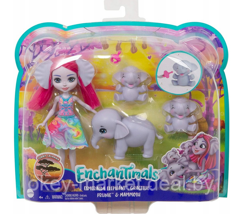 Кукла Mattel Enchantimals Эсмеральда Слонни с семьей GTM30 - фото 9 - id-p207447511