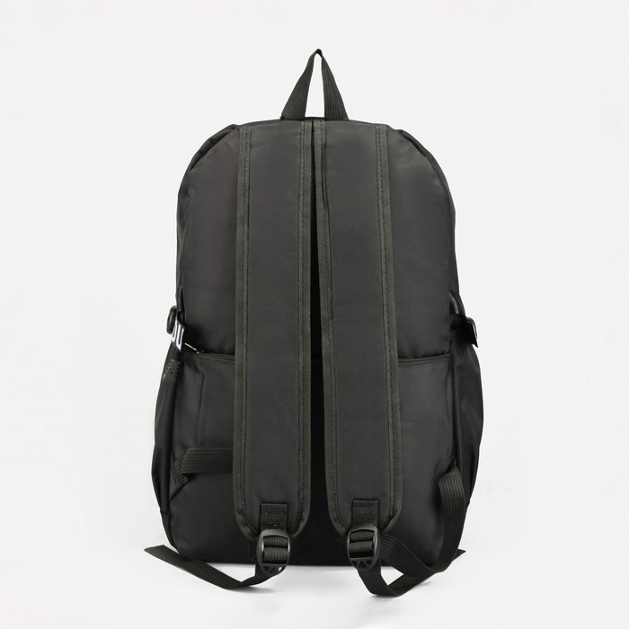 Рюкзак молодёжный, отдел на молнии, 5 наружных карманов, цвет чёрный - фото 3 - id-p207448853
