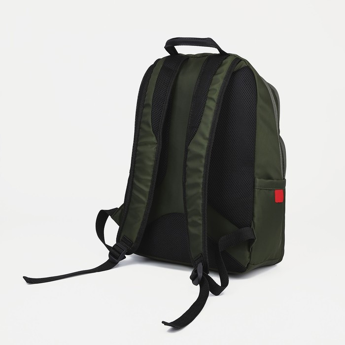Рюкзак на молнии, 2 наружных кармана, отдел для ноутбука, цвет тёмно-зелёный - фото 2 - id-p207448893