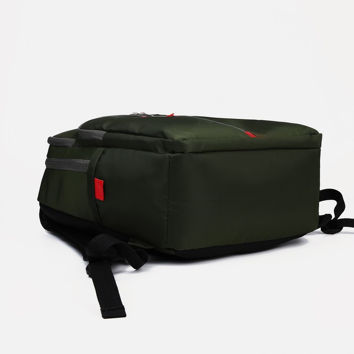 Рюкзак на молнии, 2 наружных кармана, отдел для ноутбука, цвет тёмно-зелёный - фото 3 - id-p207448893