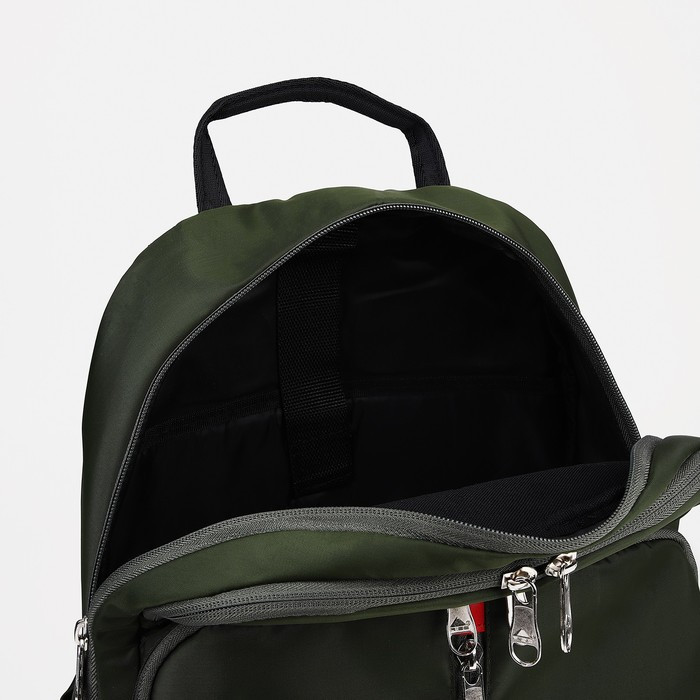 Рюкзак на молнии, 2 наружных кармана, отдел для ноутбука, цвет тёмно-зелёный - фото 4 - id-p207448893