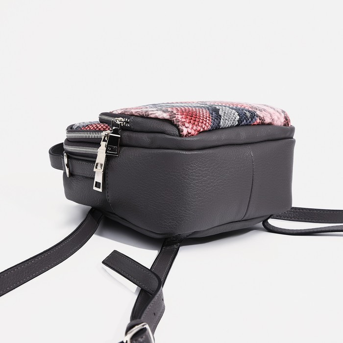 Рюкзак на молнии, наружный карман, цвет серый - фото 3 - id-p207450813