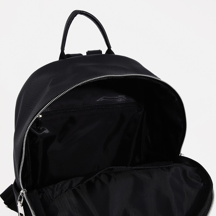 Рюкзак на молнии, 2 наружных кармана, цвет чёрный - фото 4 - id-p207450835