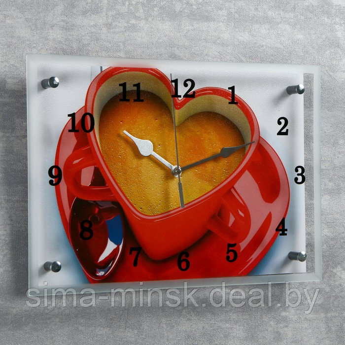 Часы-картина настенные, серия: Кухня, "Чашка кофе сердце", 25х35 см - фото 2 - id-p207450464