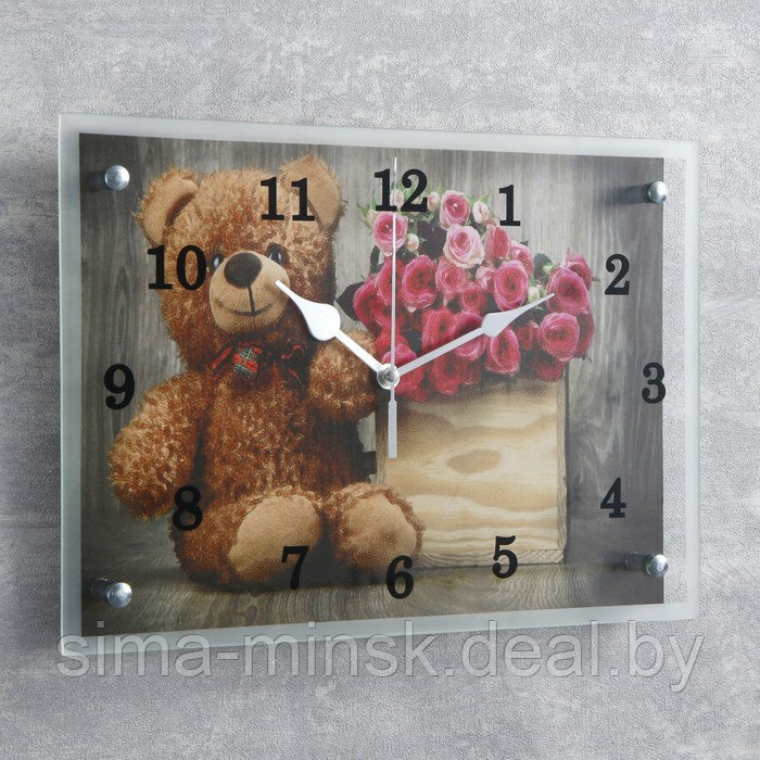 Часы-картина настенные, серия: Цветы, "Плюшевый мишка", 25х35 см - фото 2 - id-p207450471