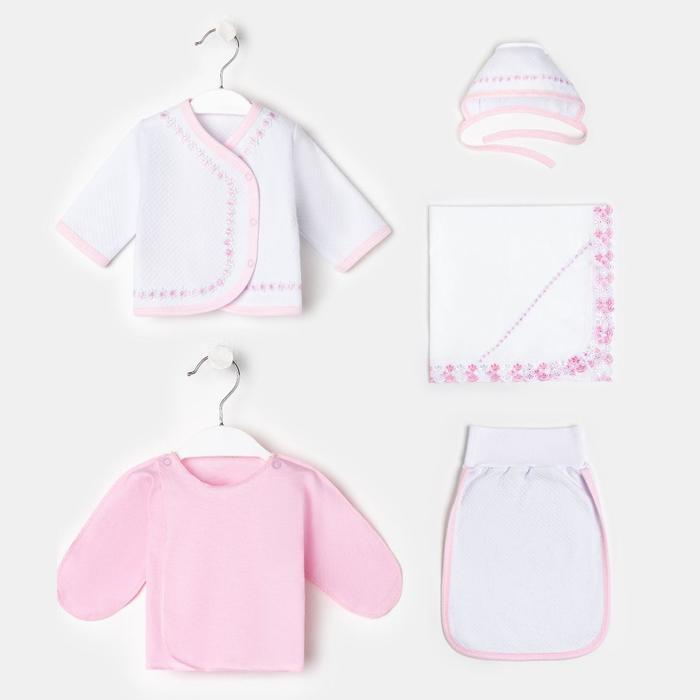 Комплект для новорождённого 5 предметов, цвет розовый, рост 56-62 см - фото 1 - id-p207453929