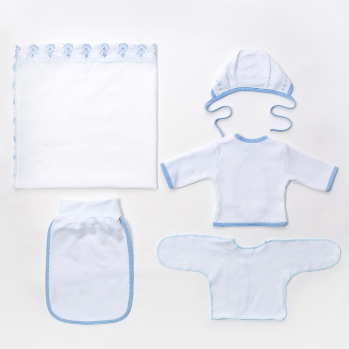 Комплект для новорождённого 5 предметов, цвет голубой, рост 56-62 см - фото 2 - id-p207453930