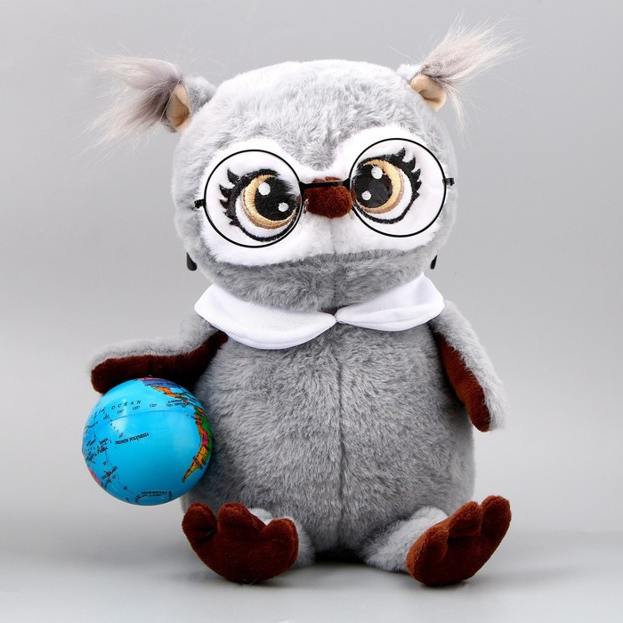 Мягкая игрушка «Совушка с глобусом», цвет серый - фото 2 - id-p207454151