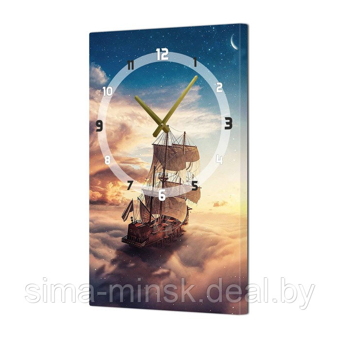 Часы-картина настенные, серия: Интерьер, "Корабль в небесах", плавный ход, 35 х 60 см - фото 1 - id-p207450526
