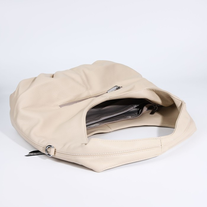 Сумка-мешок на молнии, 3 наружных кармана, цвет бежевый - фото 7 - id-p207452449