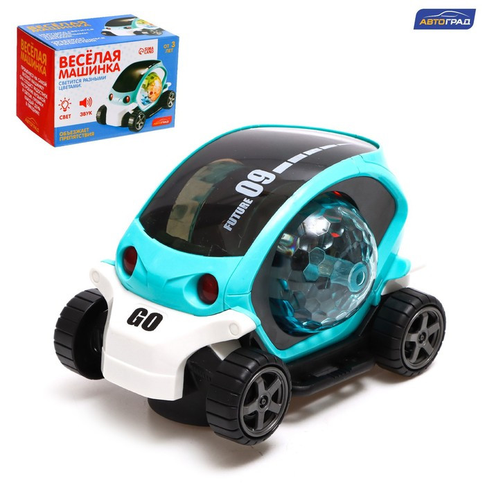 Машина «Диско», диско-шар, свет и звук, работает от батареек, цвет бирюзовый - фото 1 - id-p207452822