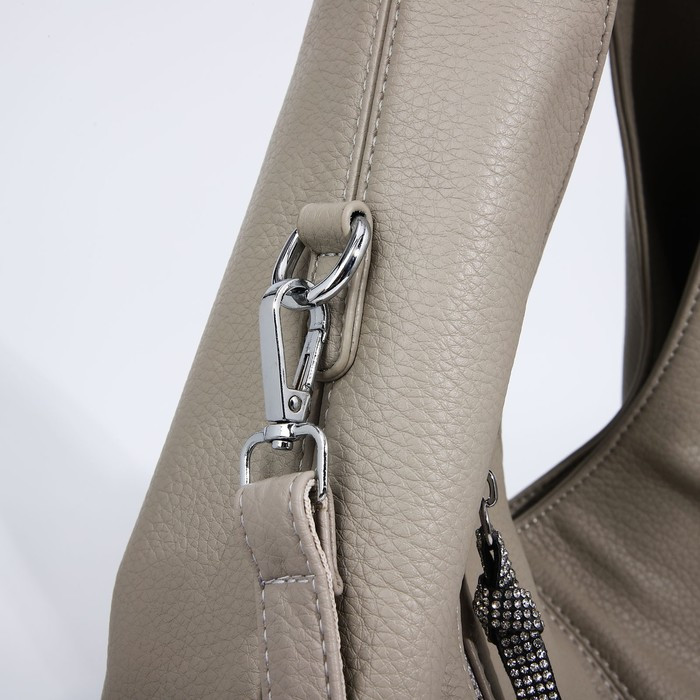 Сумка-мешок на молнии, 3 наружных кармана, цвет серый - фото 5 - id-p207452457