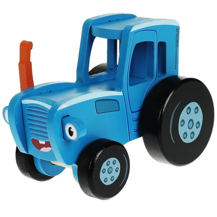 Игрушка деревянная «Объёмная каталка. Синий трактор» 12 см - фото 1 - id-p207449861
