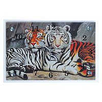 Часы-картина настенные, серия: Животный мир, "Тигры", 20х30 см