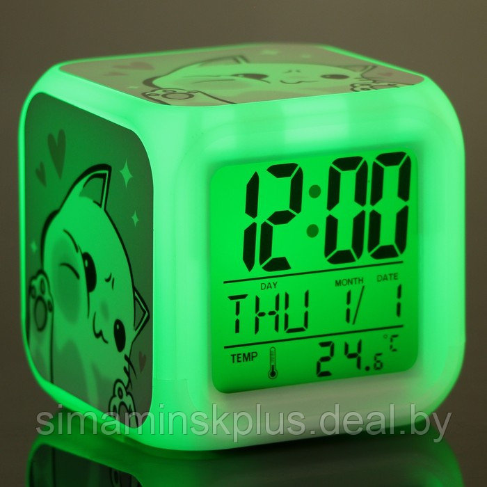 Электронные часы-будильник «Котик», с подсветкой - фото 8 - id-p207452263