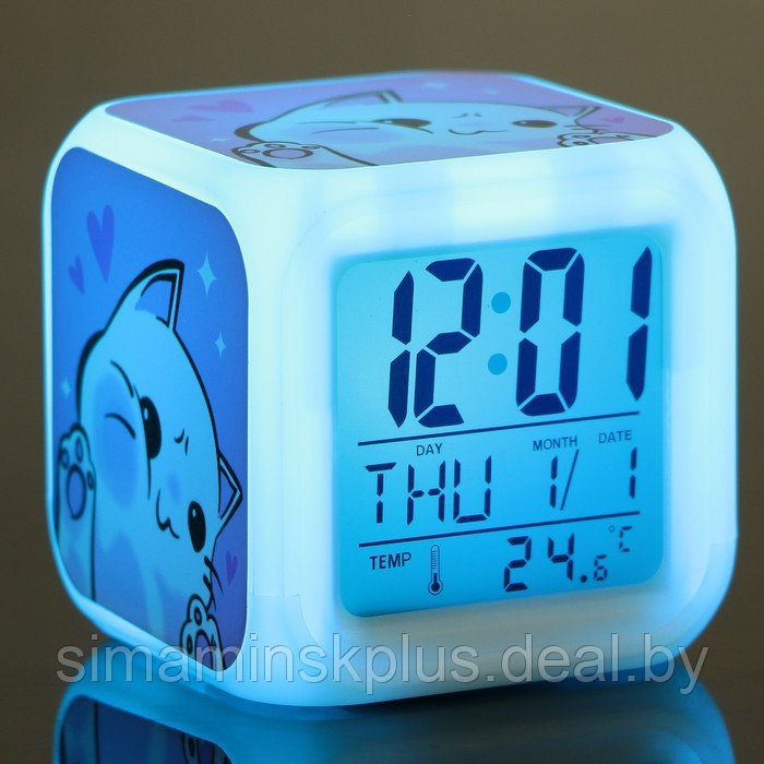 Электронные часы-будильник «Котик», с подсветкой - фото 9 - id-p207452263