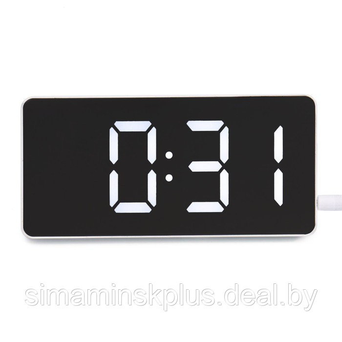 Часы электронные настольные, белая индикация, от USB, 7.5 х 15.5 см, белые - фото 1 - id-p207452266