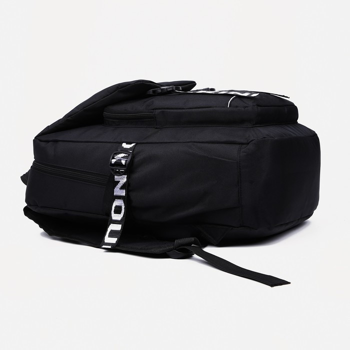 Рюкзак на молнии, 2 наружных кармана, цвет чёрный - фото 3 - id-p207456678