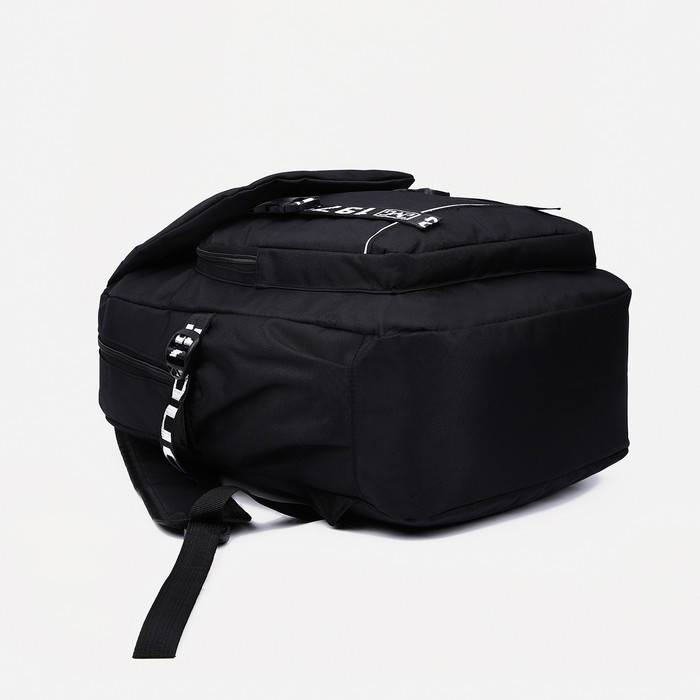 Рюкзак на молнии, 2 наружных кармана, цвет чёрный - фото 3 - id-p207456679