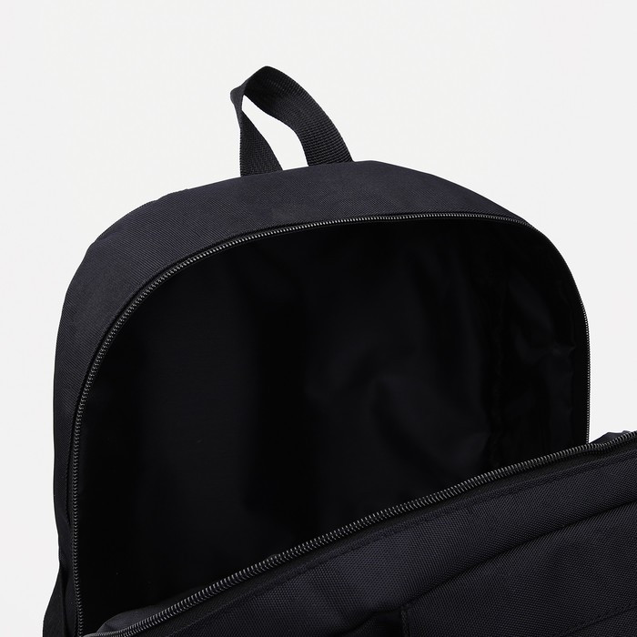 Рюкзак на молнии, 2 наружных кармана, цвет чёрный - фото 4 - id-p207456679