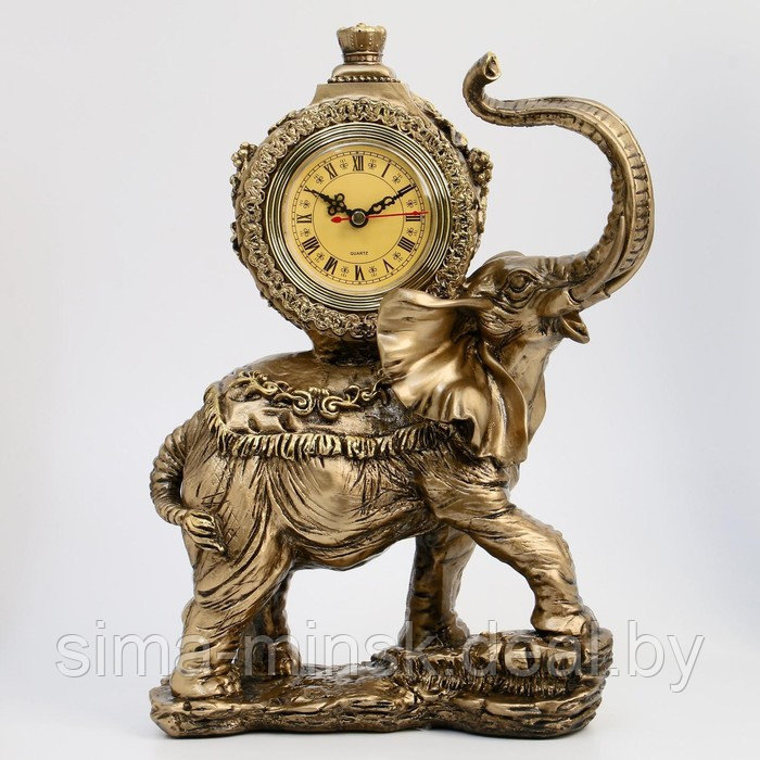 Часы настольные каминные "Слон", цвет бронзовый 35х22х10 см - фото 1 - id-p207450703