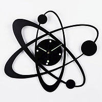 Часы настенные из металла "Космос", плавный ход, 40 х 40 см, d-12 см, светящиеся
