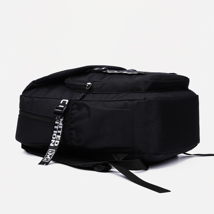 Рюкзак на молнии, 2 наружных кармана, цвет чёрный - фото 3 - id-p207456699