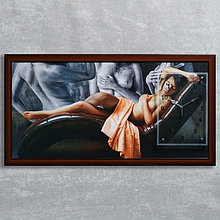 Часы-картина настенные, серия: Люди, "Девушка на кушетке", 50 х 100 см