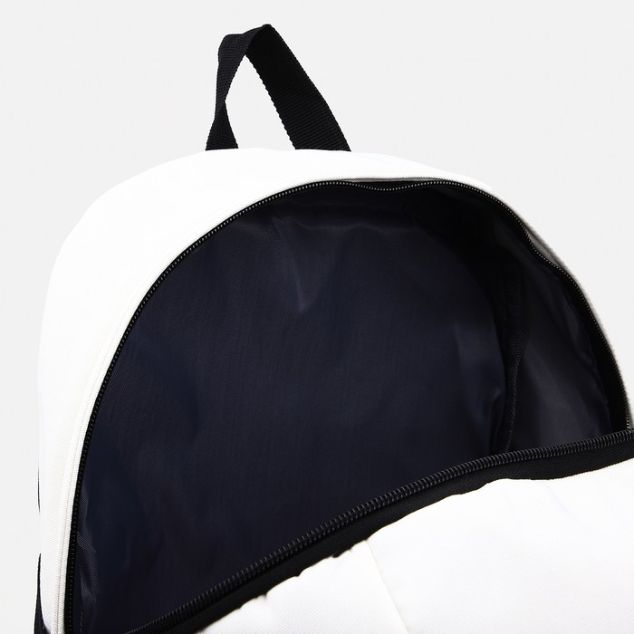 Рюкзак на молнии, 2 наружных кармана, цвет чёрный/белый - фото 4 - id-p207456738