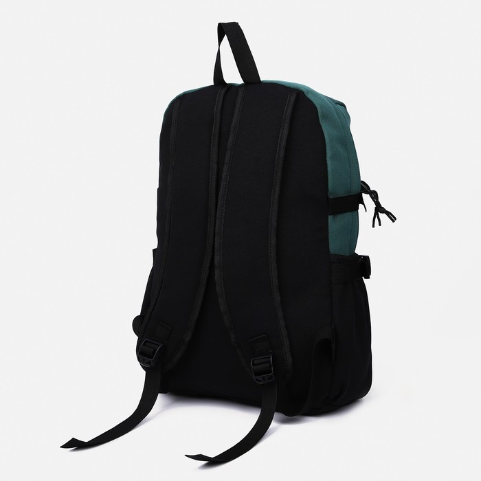 Рюкзак на молнии, 2 наружных кармана, цвет зелёный - фото 2 - id-p207456739