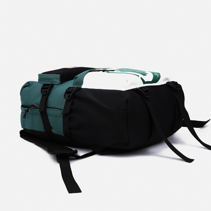 Рюкзак на молнии, 2 наружных кармана, цвет зелёный - фото 3 - id-p207456739