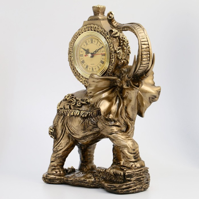 Часы настольные каминные "Слон", цвет бронзовый 35х22х10 см - фото 2 - id-p207455377