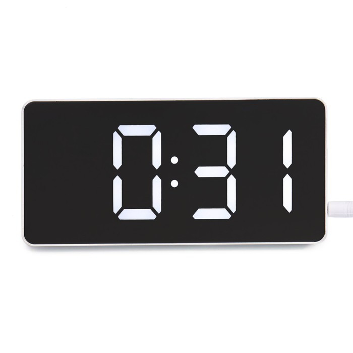 Часы электронные настольные, белая индикация, от USB, 7.5 х 15.5 см, белые - фото 1 - id-p207455392