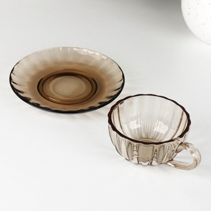 Чайная пара стеклянная «Дымка», 2 предмета: чашка 200 мл, блюдце - фото 2 - id-p207465480