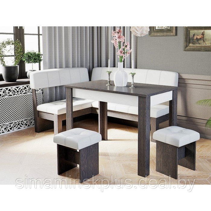 Кухонный уголок «Валенсия», стол 1200×600×740 мм, банкетка 2 шт, цвет венге / светлый - фото 1 - id-p207458030