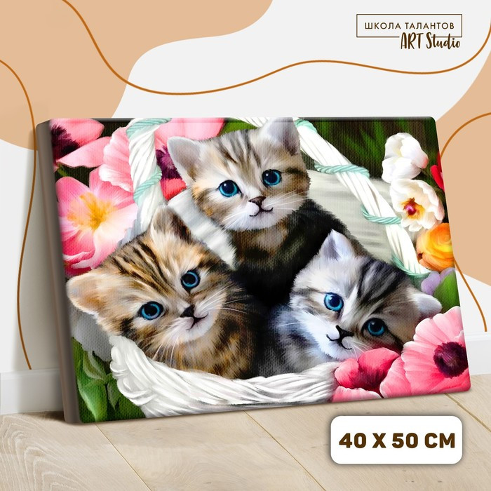 Картина по номерам на холсте с подрамником «Котята» 40х50 см - фото 1 - id-p207463347